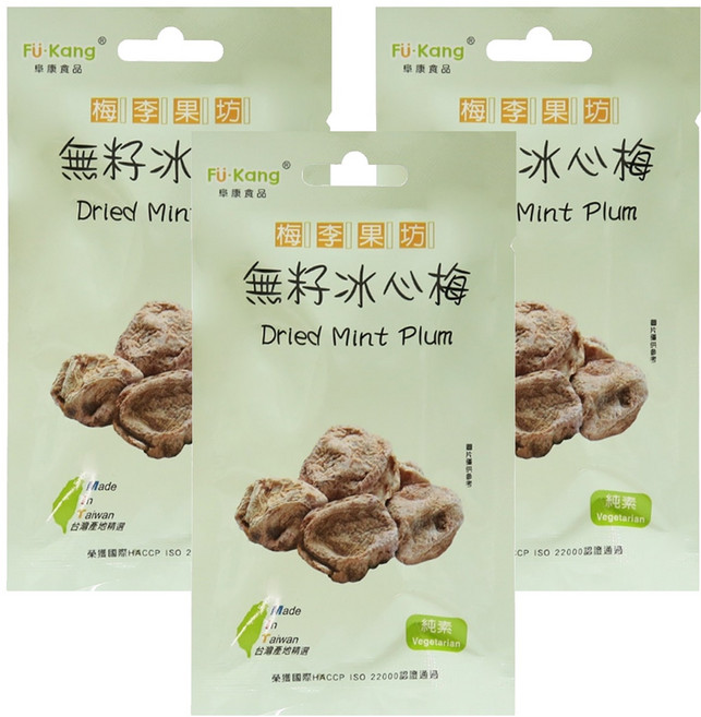 梅李果坊 無籽冰心梅, 15g, 3包