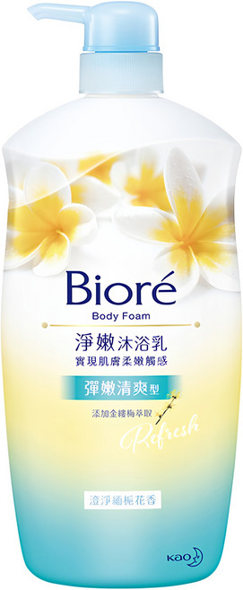 Biore 蜜妮 淨嫩沐浴乳 緬梔花香 彈嫩清爽, 1kg, 1瓶