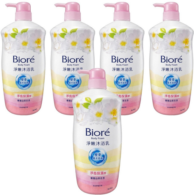 Biore 蜜妮 淨嫩沐浴乳 山茶花 淨亮保濕, 1kg, 5瓶