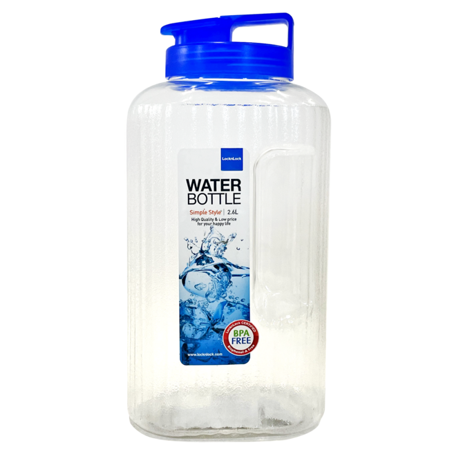 LocknLock 樂扣樂扣 PET提把冰箱側門水壺, 藍色 + 透明色, 2.6L, 1個