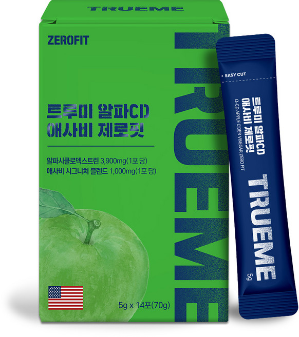 TRUEME 알파CD 애사비 제로핏 사과맛, 1개, 14회분