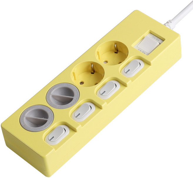 스윗홈 개별 절전 과부하차단 컬러 멀티탭 4구 + 안전커버 2p 세트, 1.5m, YELLOW, 1세트