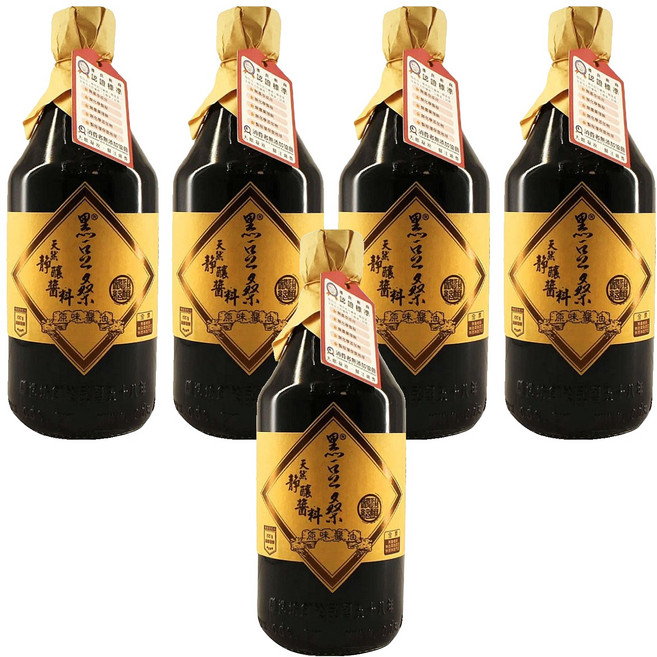 黑豆桑 原味醬油 550ml 嚴選青仁黑豆古法釀造 無防腐劑、無調味劑添加, 5瓶