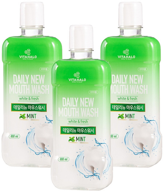비타할로 데일리뉴 마우스워시 민트, 800ml, 3개