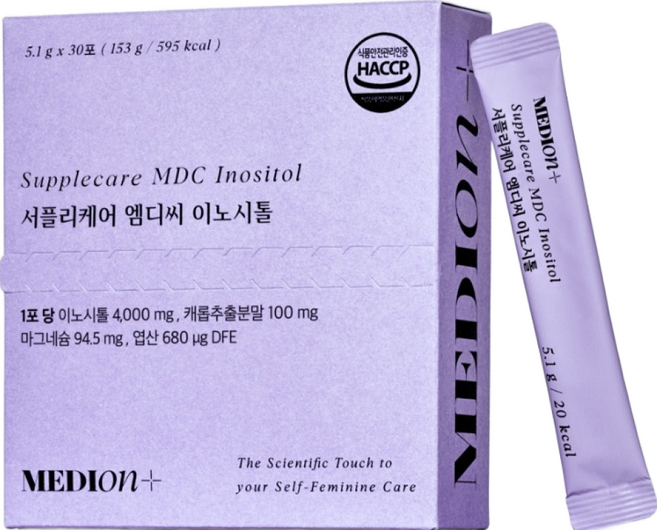 메디온 정품 서플리케어 엠디씨 이노시톨 4000mg 엽산 비타민B 153g, 30회분, 5.1g, 1개