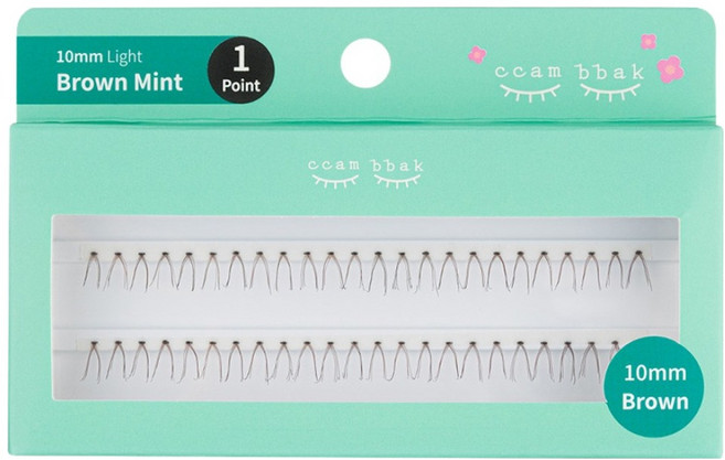 깜빡 인조 가닥속눈썹 패키지버전 10mm 1기둥, 브라운, 1개