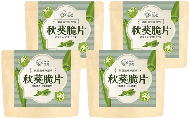 CHILL 愛吃 秋葵脆片, 40g, 4個