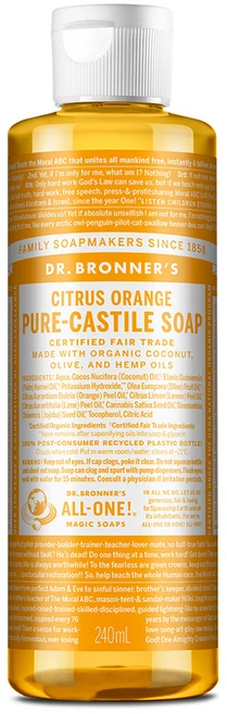 닥터브로너스 퓨어 캐스틸 솝 바디워시 시트러스 오렌지, 240ml, 1개 - 쿠팡