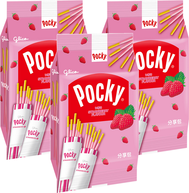 Glico 格力高 Pocky 百奇 草莓棒分享包, 72g, 3袋
