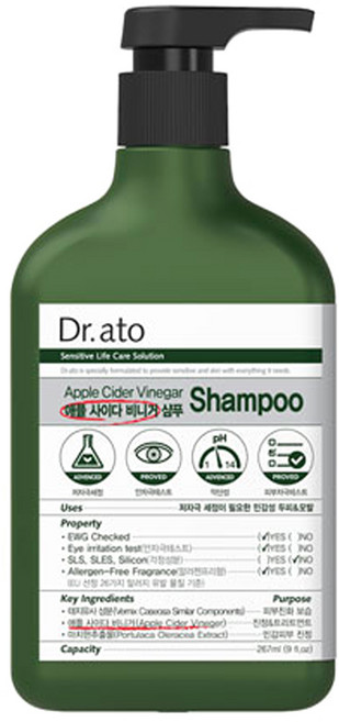 닥터아토 애플 사이다 비니거 샴푸, 1개, 267ml