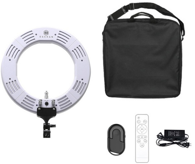 대한 유튜브 개인 1인 bj 라이브 방송 촬영 조명 링라이트 화이트 + 블루투스 리모컨 + 조명 가방 세트, DH-LED14IN(화이트), 1세트