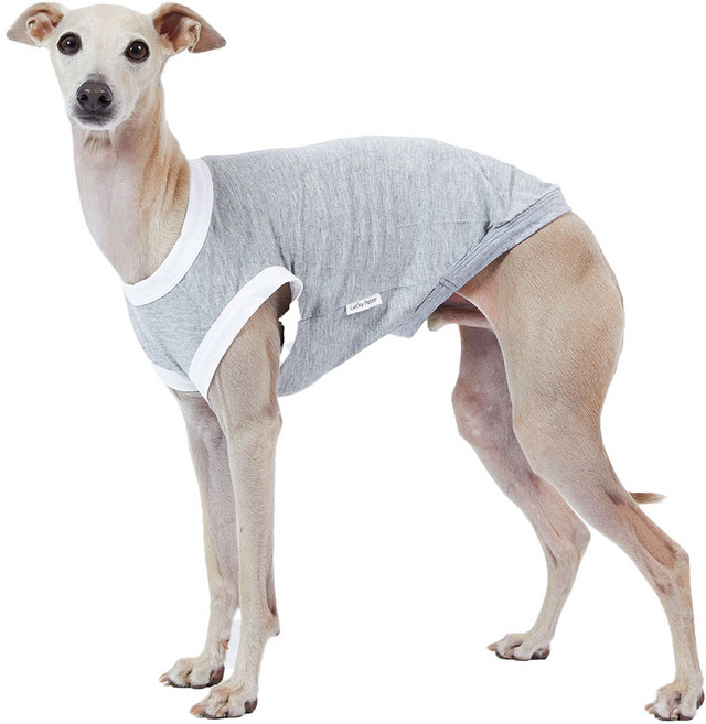 럭키페터 강아지 컬러링거 민소매 나시, 그레이 + 화이트, 1개