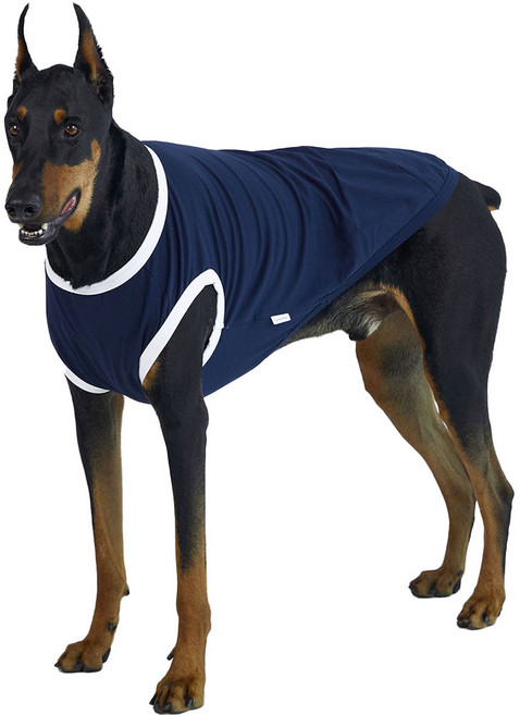 럭키페터 강아지 컬러링거 민소매 티셔츠, 네이비 + 화이트, 1개