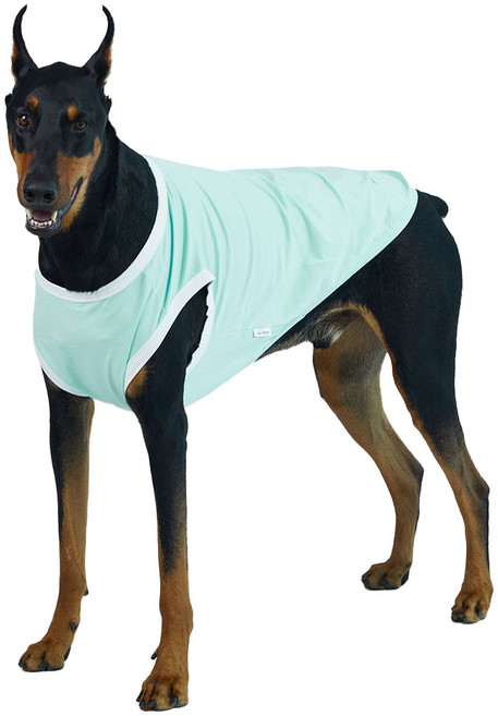 럭키페터 강아지 컬러링거 민소매 티셔츠, 민트 + 화이트, 1개