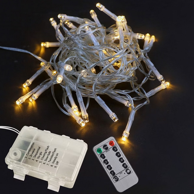 aibo 八模式 滿天星LED燈串6米40燈 附遙控器 電池款, 暖白色, 1組