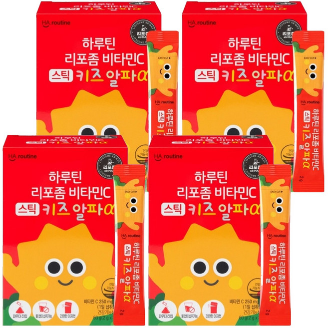 하루틴 키즈 리포좀 비타민C 스틱 알파 30p, 60g, 4개