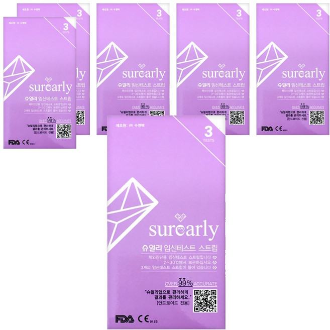 슈얼리 임신테스트 스트립, 3개입, 6개