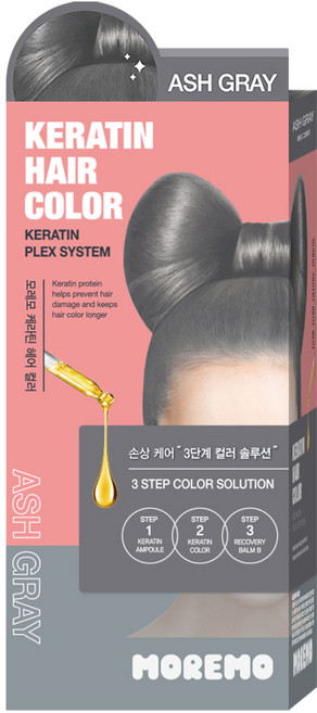 모레모 케라틴 헤어 컬러 염색제, 애쉬그레이, 1개