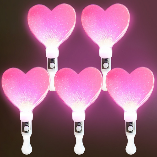 비에이비오 LED 큐티 응원 하트 야광봉, 핑크, 5개