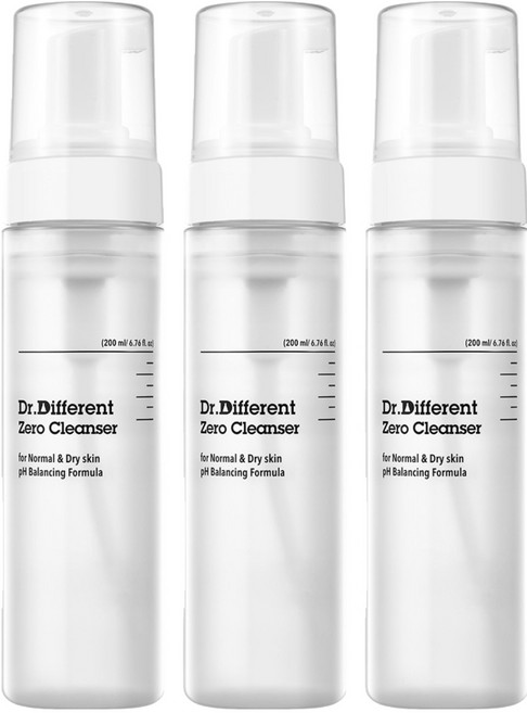 Dr.Different 零感潔面乳 中乾性肌膚, 3個, 200ml