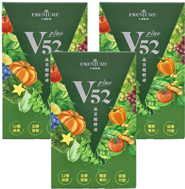 大漢酵素 V52蔬果維他植物醱酵液PLUS, 15ml, 10包, 3盒