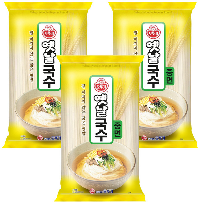 오뚜기옛날 국수 중면, 1.5kg, 3개