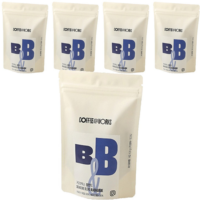 커피앳웍스 블랙앤블루 원두, 100g, 5개, 홀빈(분쇄안함)