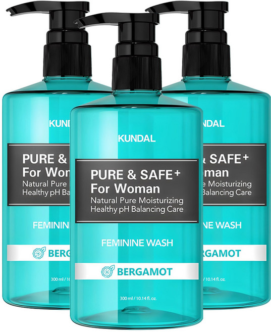 쿤달 퓨어 앤 세이프 여성청결제 베르가못향, 300ml, 3개