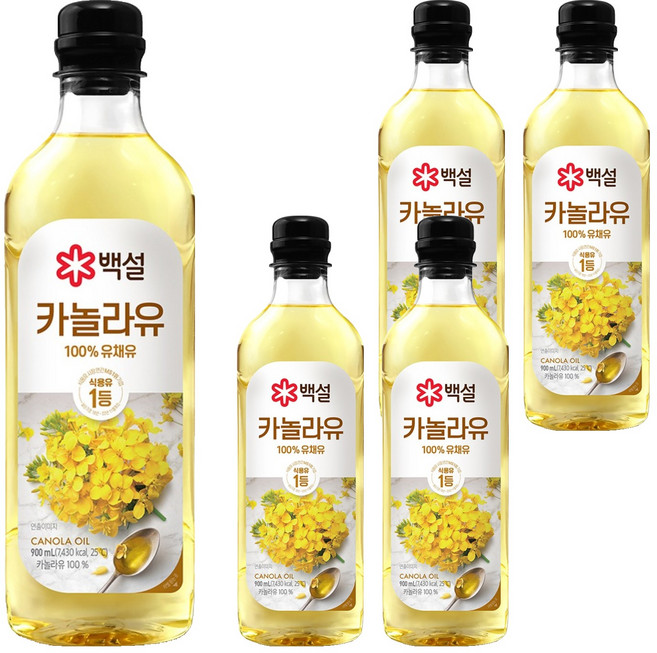 백설 카놀라유, 900ml, 5개
