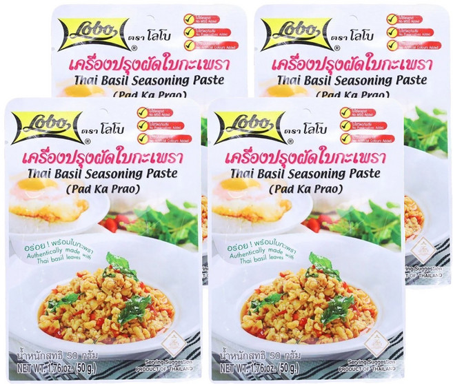 Lobo 打拋醬 泰式蘿勒醬, 50g, 4包