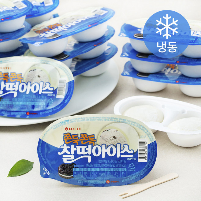 찰떡아이스 쿠키 앤 크림 (냉동), 90ml, 24개입, 1박스