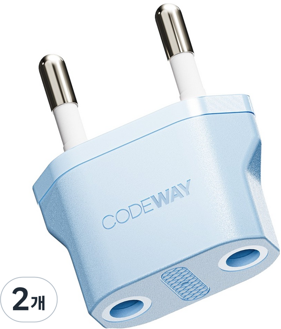 코드웨이 돼지코 220V 변환 유럽형 플러그, 43mm, 블루, 2개
