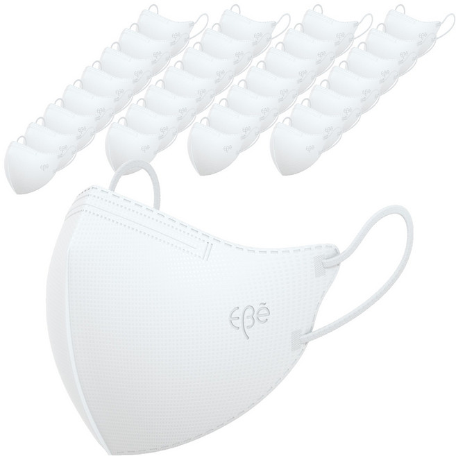 이비에 4중필터 새부리형 컬러 패션 마스크 대형 KF94, 30개입, 5개, 화이트