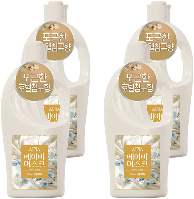 아우라 초고농축 퍼퓸캡슐 섬유유연제 베이비머스크 본품, 1L, 4개