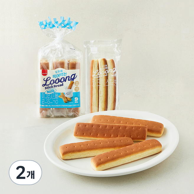 삼립 밀크 롱스틱 빵, 32g, 2개, 9개입