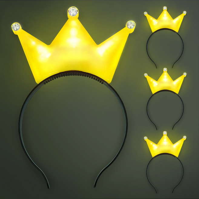 비에이비오 LED 큐빅왕관 머리띠, 옐로우, 4개
