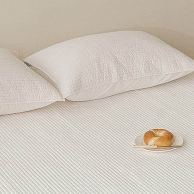 아망떼 시그널 줄누비 세미마이크로 피그먼트 침대패드, 화이트