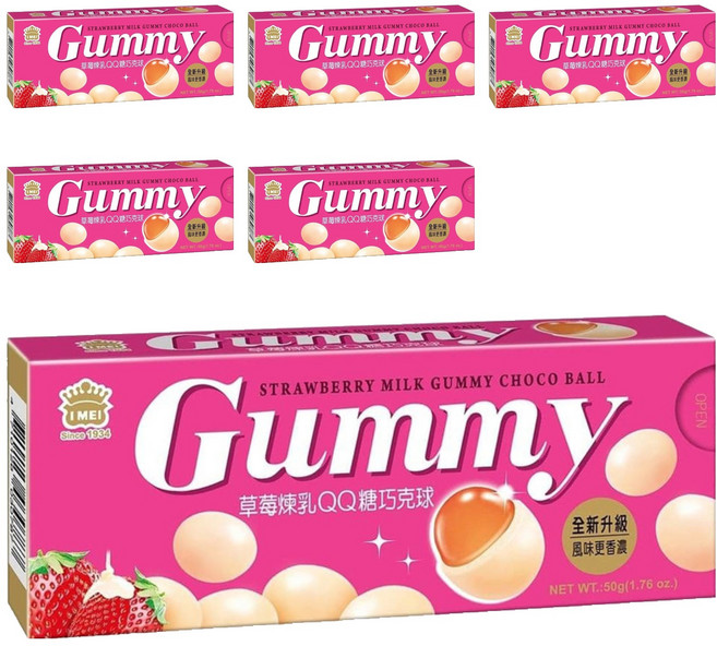 義美 QQ糖巧克球 草莓煉乳, 50g, 6盒