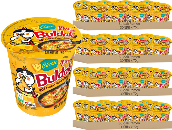 Buldak Ramen 火辣雞肉風味鐵板炒麵 起司風味 杯裝 70g, 120個裝