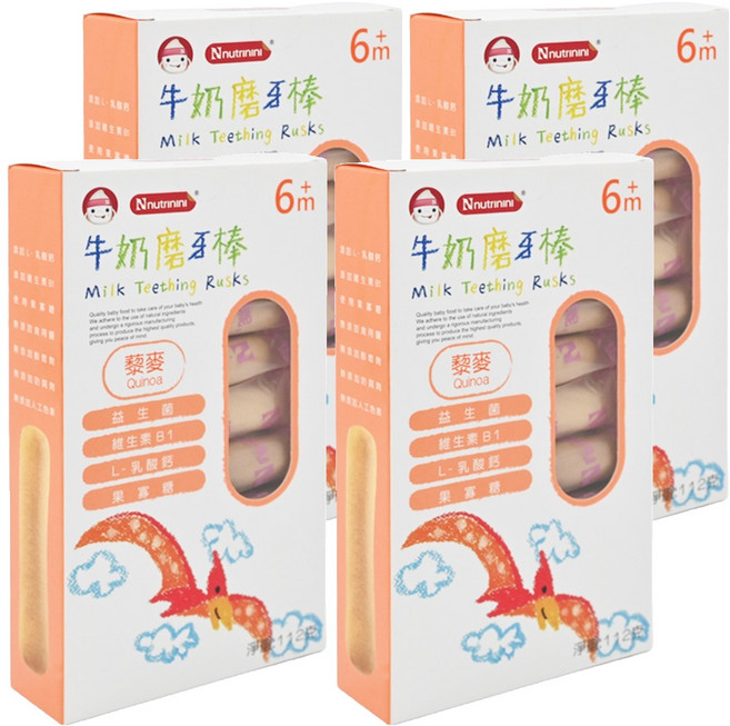 Nnutrinini 脆妮妮 牛奶磨牙棒 6個月以上, 藜麥, 112g, 4盒