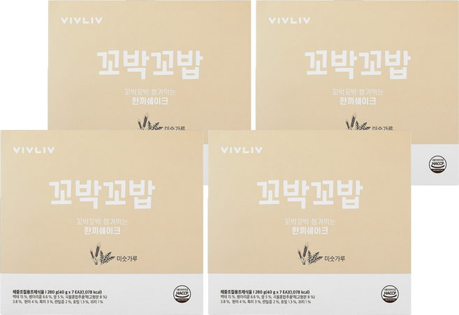 비브리브 꼬박꼬밥 한 끼 쉐이크 미숫가루, 280g, 4개