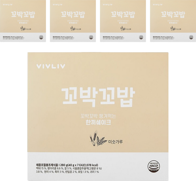 비브리브 꼬박꼬밥 한 끼 쉐이크 미숫가루, 280g, 5개