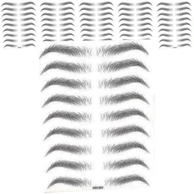 4D 눈썹 문신 타투 스티커 E09, 블랙, 6개