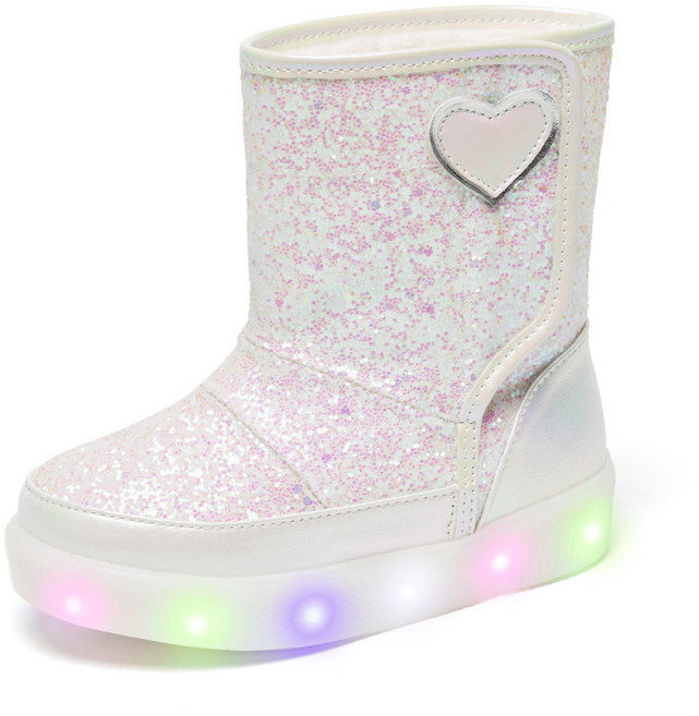 라스텔라 챠밍하트 LED 글리터 털안감 라이팅 방한부츠