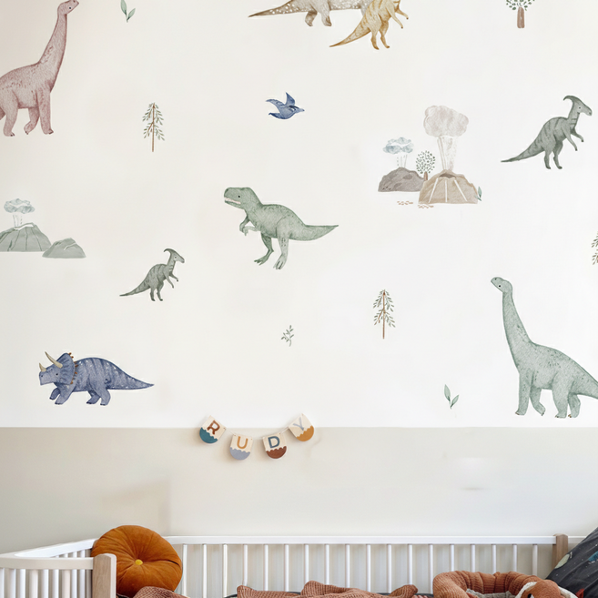 LANO 북유럽 공룡 친구들 포인트 인테리어 벽지 스티커, 공룡친구들