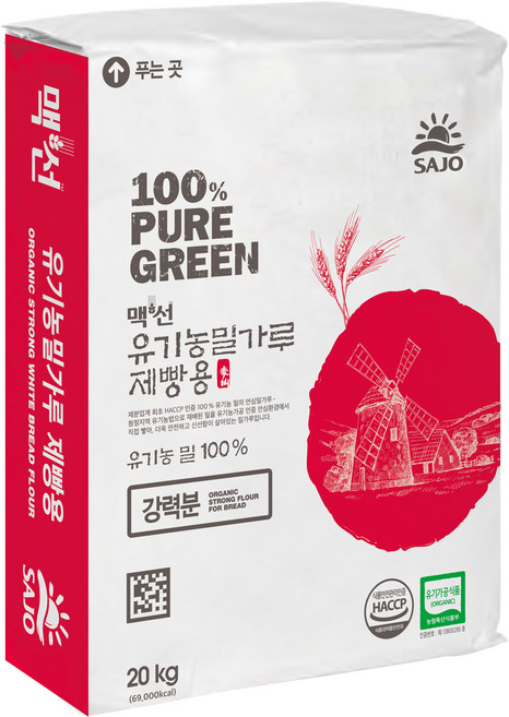 MCSUN 유기농 밀가루 제빵용, 20kg, 1개