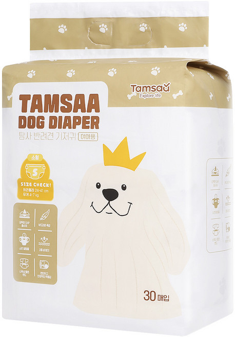 TAMSAA 寵物紙尿褲 母狗專用, S, 30片, 1包