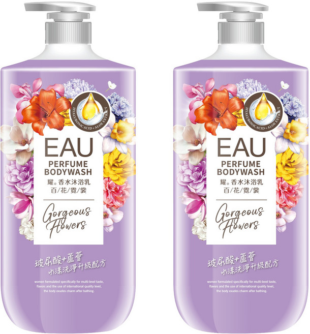 EAU 淨耀 香水沐浴乳 百花霓裳, 1L, 2罐