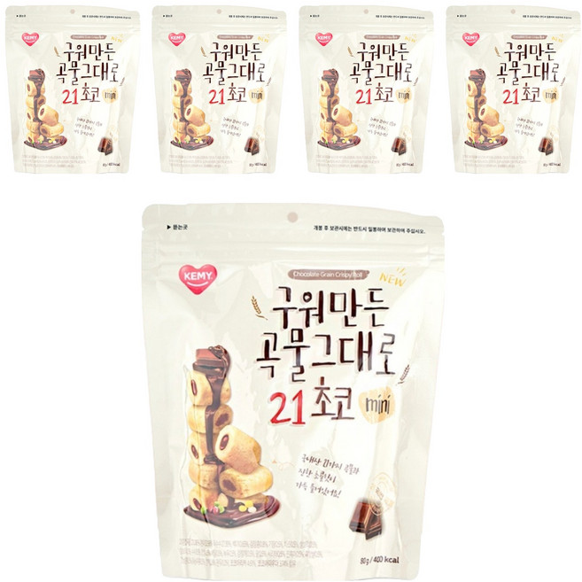 구워만든 곡물 그대로 21 초코 미니, 80g, 5개
