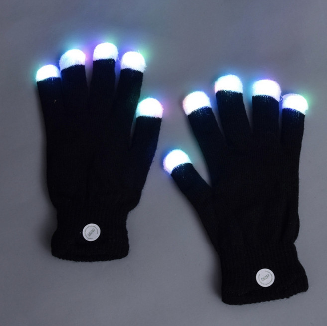 비에이비오 LED 퍼포먼스 장갑, 블랙 레인보우, 1개